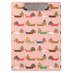 Pranchetas Dachshunds no rosa