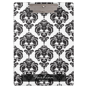Pranchetas Damasco Preto Branco Chique Elegante Glam Personal