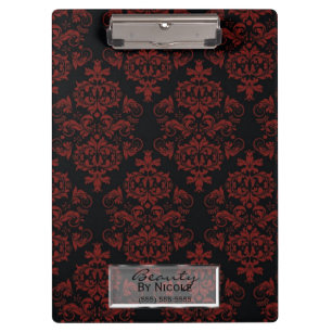 Pranchetas Damasco Preto Vermelho Elegante Chique Glam Person