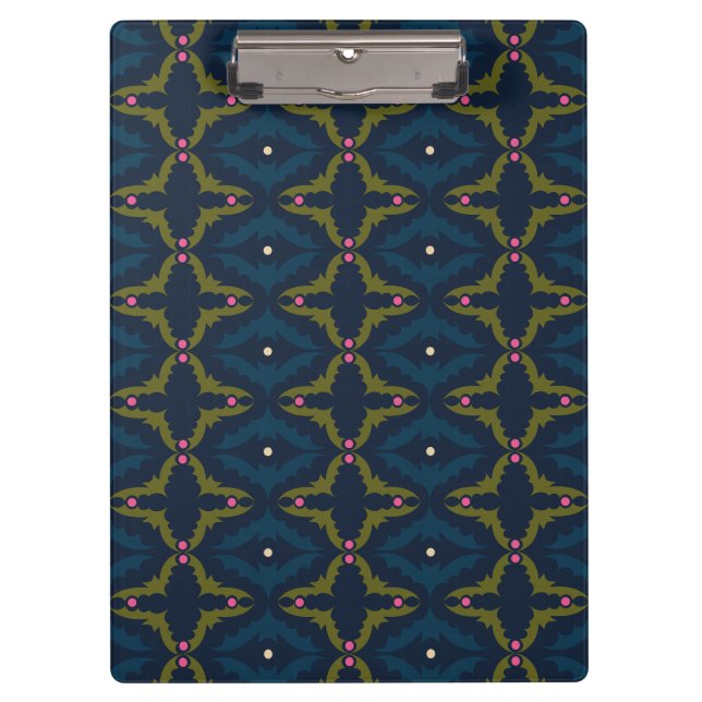 Pranchetas Deep Blue Retro Vintage Pattern  (Frente)