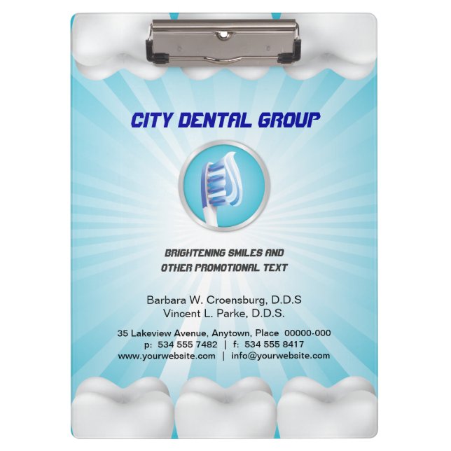 Pranchetas Dentista de brilho dos dentes (Frente)