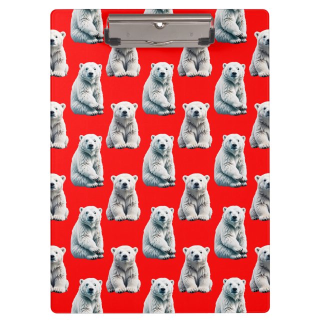 Pranchetas Desenho de padrão de urso polar no vermelho (Frente)