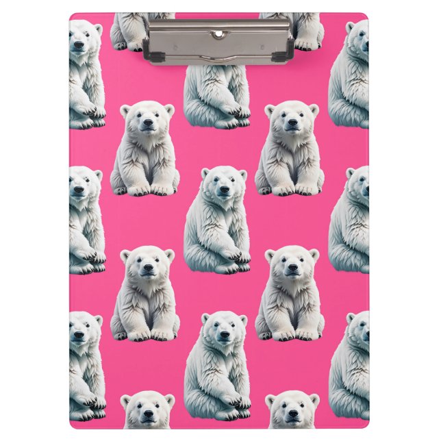 Pranchetas Desenho de padrão de urso polar rosa (Frente)