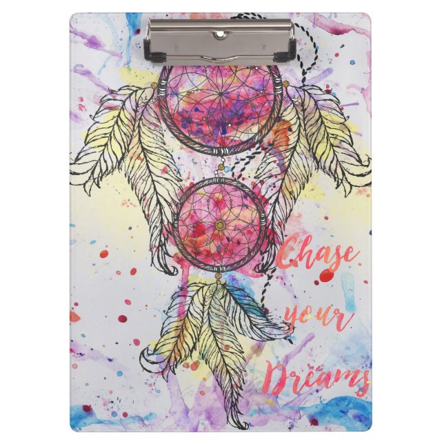 Pranchetas Desenho em aquarela Dreamcatcher "Chase your Dream (Frente)