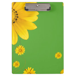 Pranchetas Desenho Floral de Margarida Amarela em fundo verde