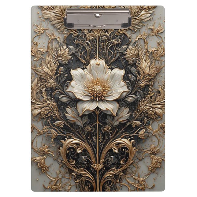 Pranchetas Desenho Floral Elegante com Padrões Ornamentados (Frente)