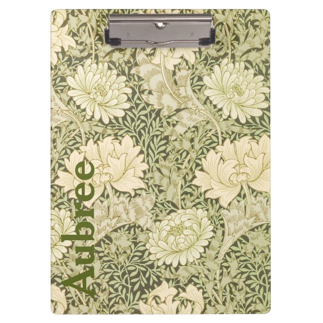 Pranchetas Desenho Floral Wm Morris Adicionar um Nome (Frente)