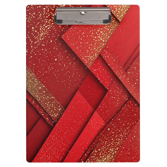 Pranchetas Desenho Geométrico Abstrato Vermelho e Dourado (Frente)