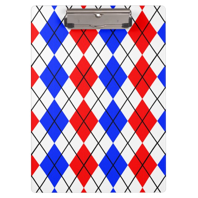 Pranchetas Desenho Xadrez Argyle Vermelho Azul Branco (Frente)