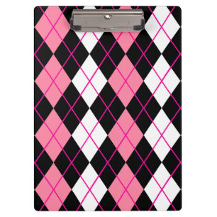 Pranchetas Design de diamante xadrez rosa preto e branco