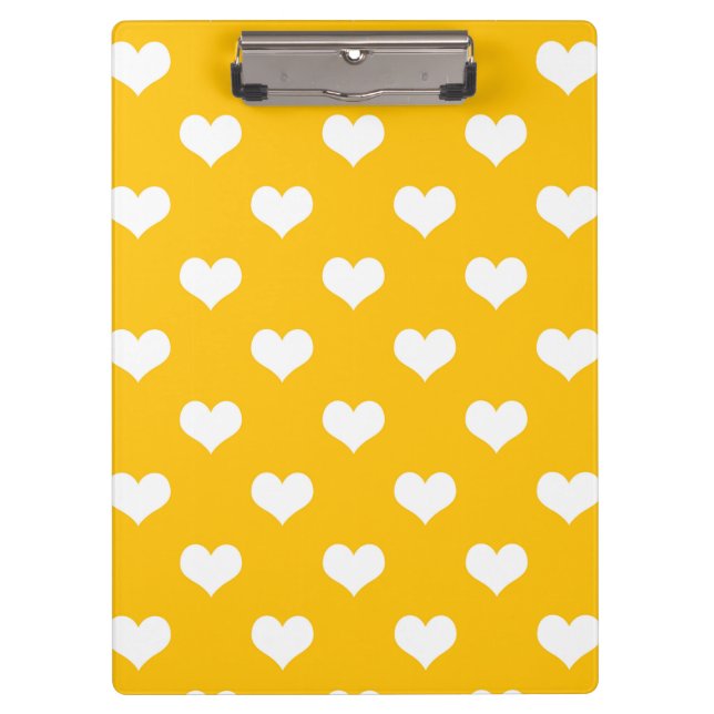 Pranchetas Design de Padrão Coração de Amor Branco Amarelo (Frente)