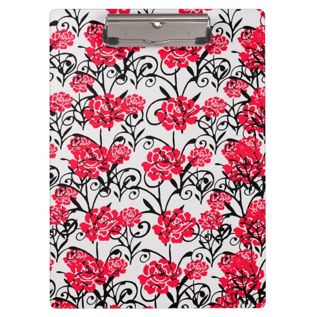 Pranchetas Design de Padrão de Ilustração Floral da rosa verm (Frente)
