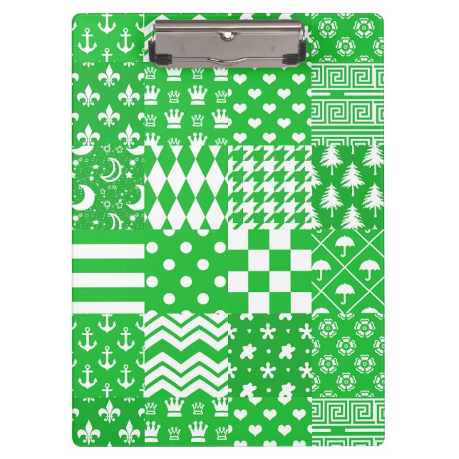 Pranchetas Design de patch de Padrões de  mistos brancos verd (Frente)