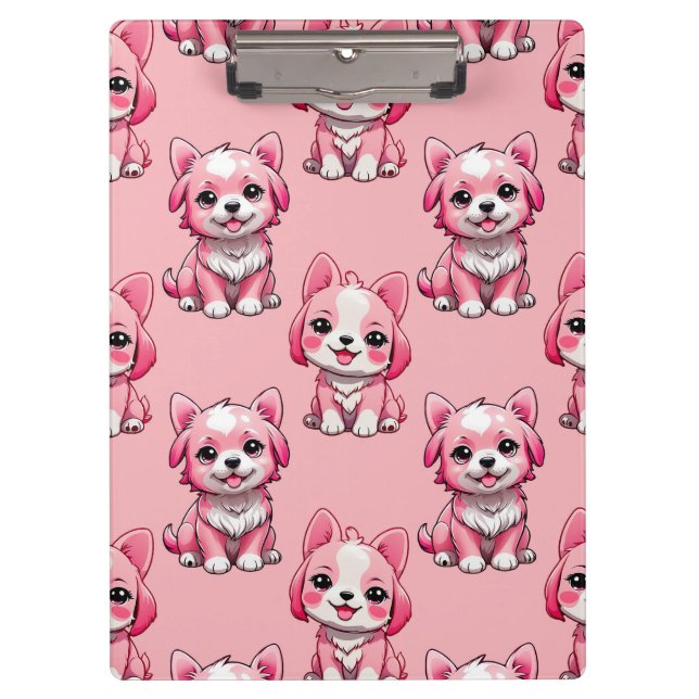 Pranchetas Design de Puppy Dog Patterno - Rosa (Frente)