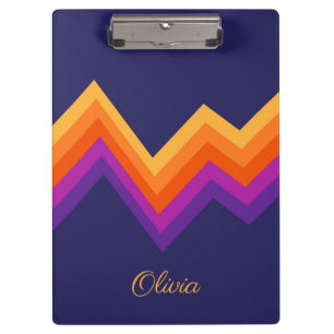Pranchetas Design de roxo, laranja e retro-zigue amarelo