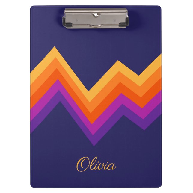 Pranchetas Design de roxo, laranja e retro-zigue amarelo (Frente)