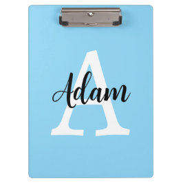 Pranchetas Design Personalizado Nome Monograma Azul em Script