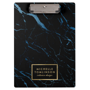 Pranchetas Designer de mármore preto e azul personalizado