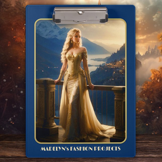 Pranchetas Designer de Moda de Vestido da Noite (Clipboard featuring a stylish lady in an evening dress - fashion design - beauty - outfit - style)