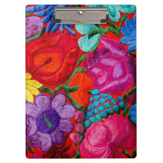 Pranchetas Detalhe de têxtil floral de bordado tradicional (Frente)