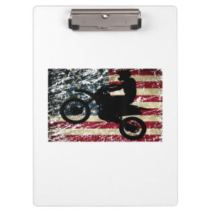 Pranchetas Dirt Bike USA Flag T-Shirt Motocross American Flag