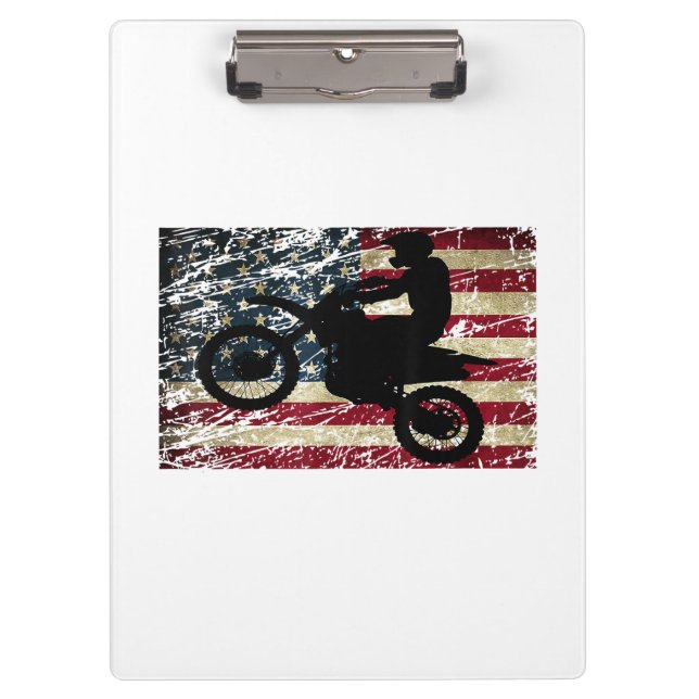 Pranchetas Dirt Bike USA Flag T-Shirt Motocross American Flag (Frente)