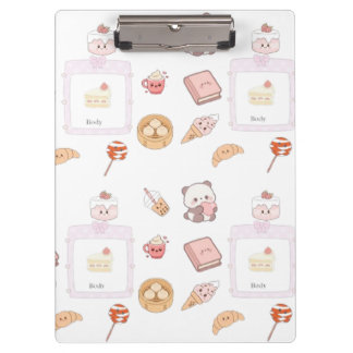 Pranchetas Doces Tratamentos Kawaii Rosa Fofo Design de Sobre