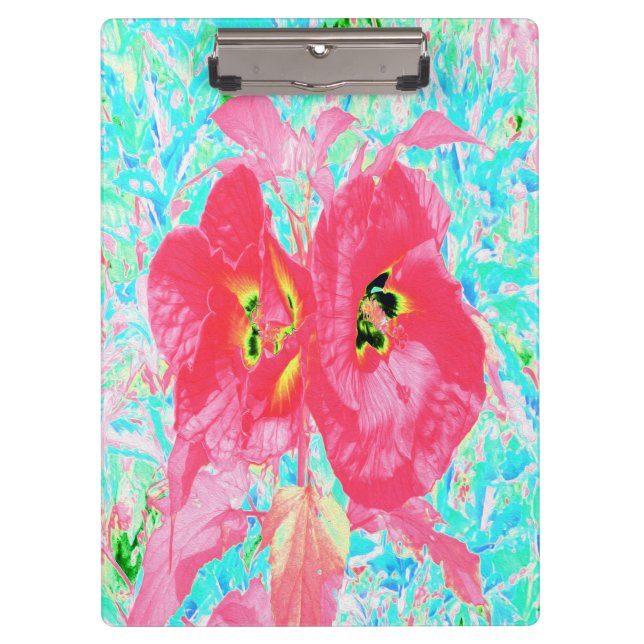 Pranchetas Dois Hibiscus Louco de Coral Vermelho Rosado em Aq (Frente)