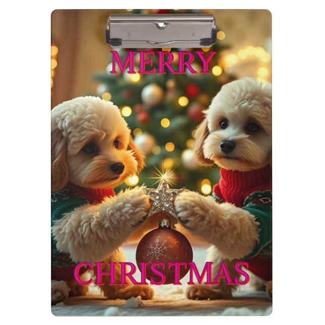 PRANCHETAS DOIS POODLES COMEMORANDO O NATAL (Frente)