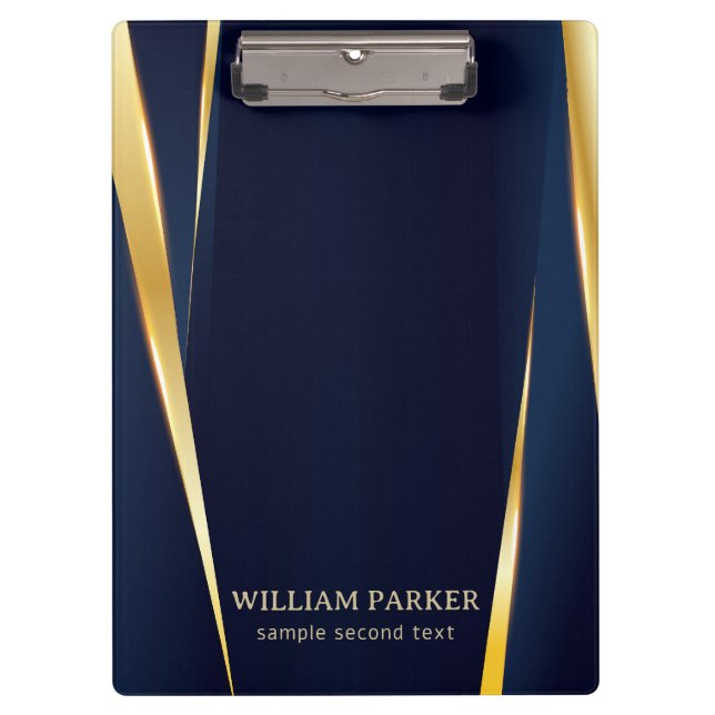 Pranchetas Douradas faixas e fundo azul (Frente)