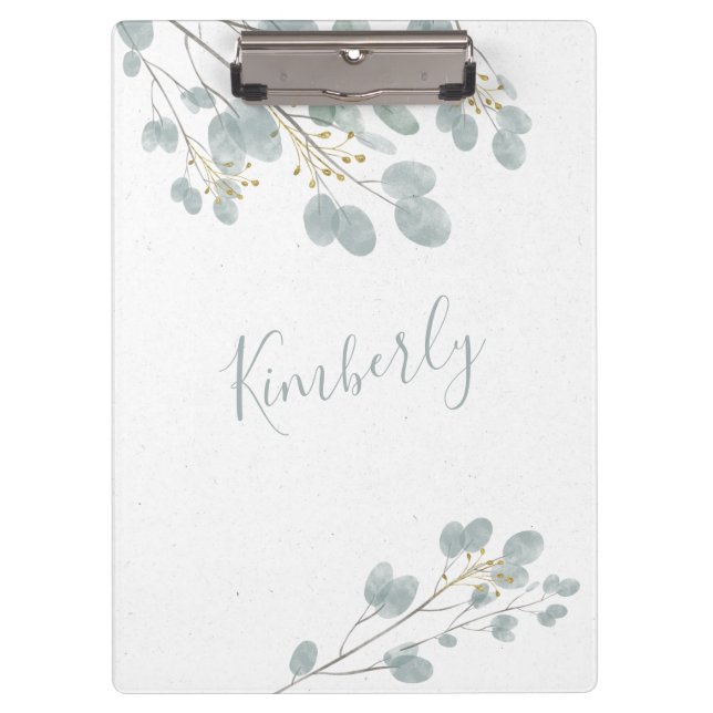 Pranchetas Dourado personalizado e Eucalyptus (Frente)