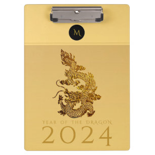 Pranchetas Dragão Chinês Ano 2024 Monograma Elegante