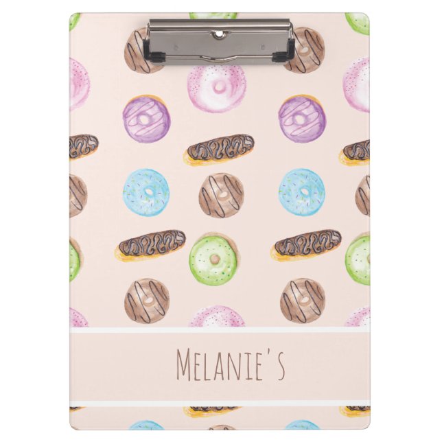Pranchetas Eclairs Donuts Divertidos Caprichosos Doces Aquare (Frente)