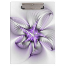 Elegância Floral Arte Fractal Violeta Abstrata Mod