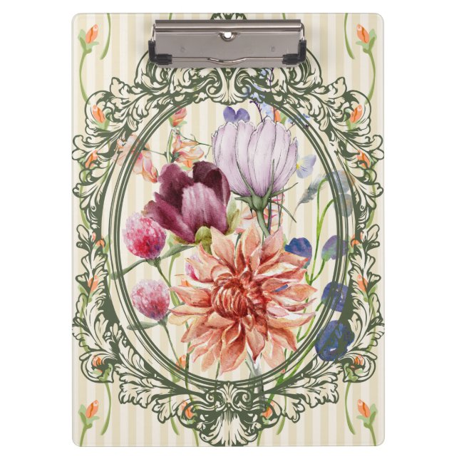 Pranchetas Elegant antique frame watercolor floral cute (Frente)