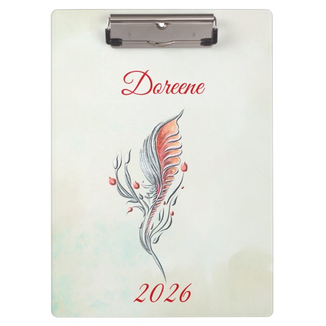 Pranchetas Elegant Feather Floral Watercolour  clipboard  (Frente)
