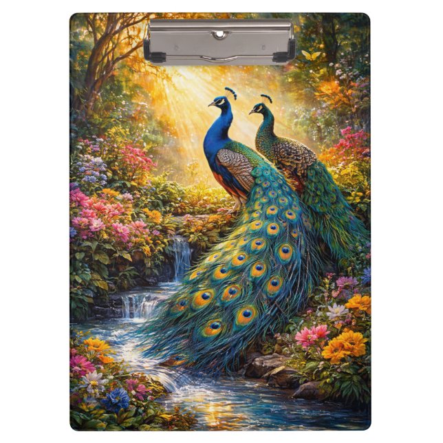 Pranchetas Elegant Peacock Design Clipboard | (Frente)