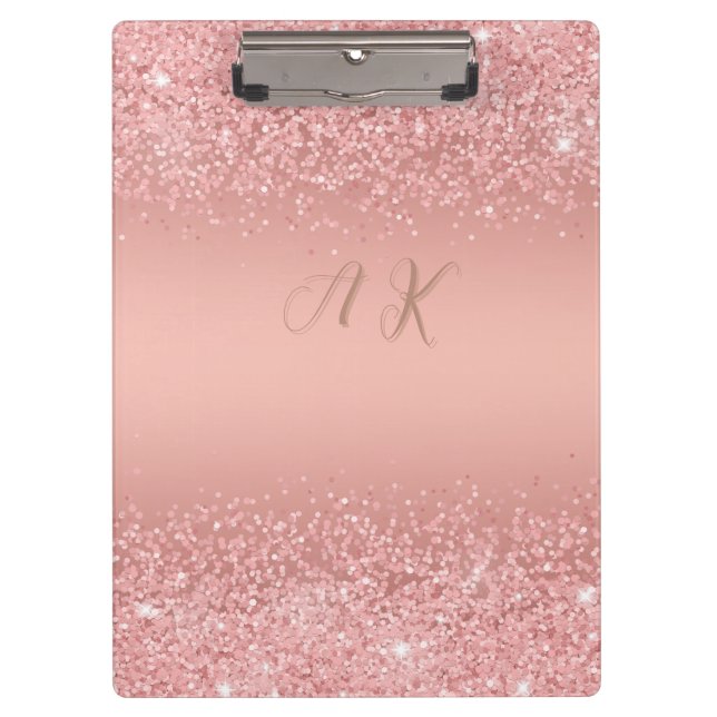 Pranchetas Elegant Rose Gold Luxe Brilho Monograma  (Frente)