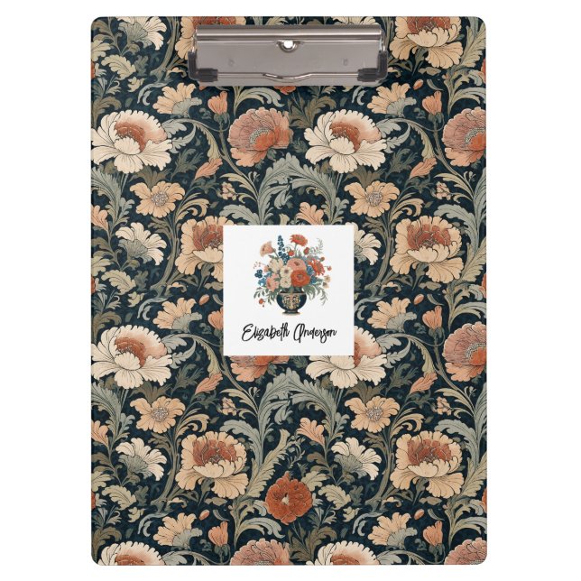Pranchetas Elegant Stylish Vintage Dark Floral Personalized (Frente)