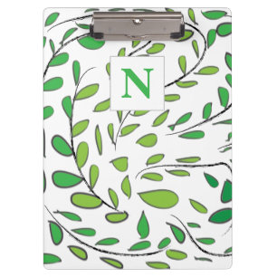 Pranchetas Elegante Aquarela Verde Deixa Monograma