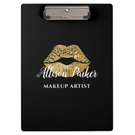 Pranchetas Elegante Black Dourado Lábios Makeup Artista