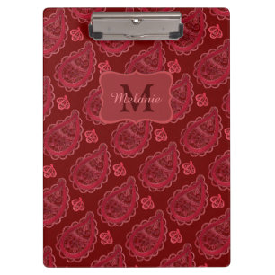 Pranchetas Elegante Burgundy Paisley Pattern Personalizado