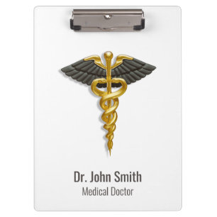 Pranchetas Elegante Dourado Caduceus Classy Asas Médicas Negr