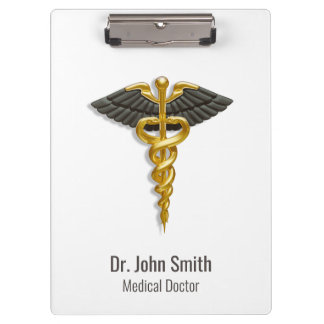 Pranchetas Elegante Dourado Caduceus Classy Asas Médicas Negr
