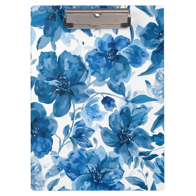 Pranchetas Elegante Floral Aquarela Azul (Frente)