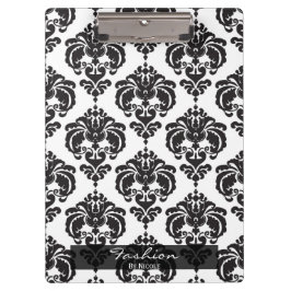 Pranchetas Elegante Glam Personalizado Damasco Preto Branco