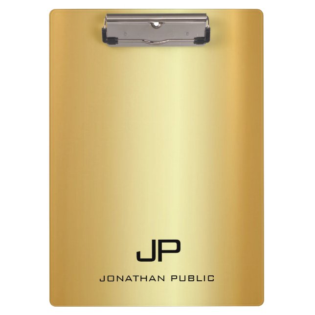 Pranchetas Elegante Modelo Monograma, Dourado, Moderno (Frente)