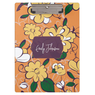 Pranchetas Elegante Nome Personalizado Botânico Laranja Flora