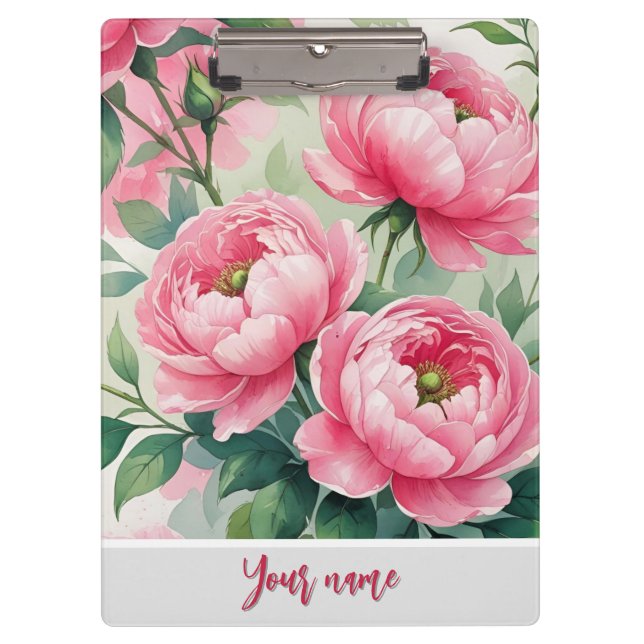 Pranchetas Elegante Peônia Floral Rosa (Frente)
