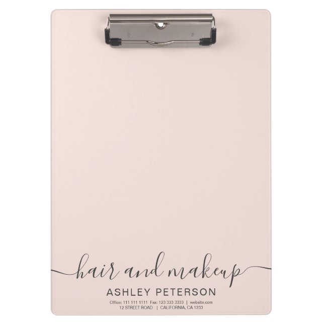 Pranchetas elegante tipografia trendy blush pink makeup (Frente)